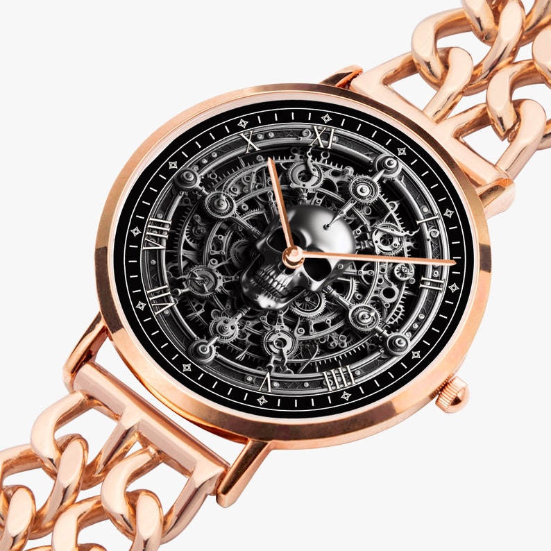 Gothic Steampunk Skull Watch: Copper Case, Detailed Strap - Etsy