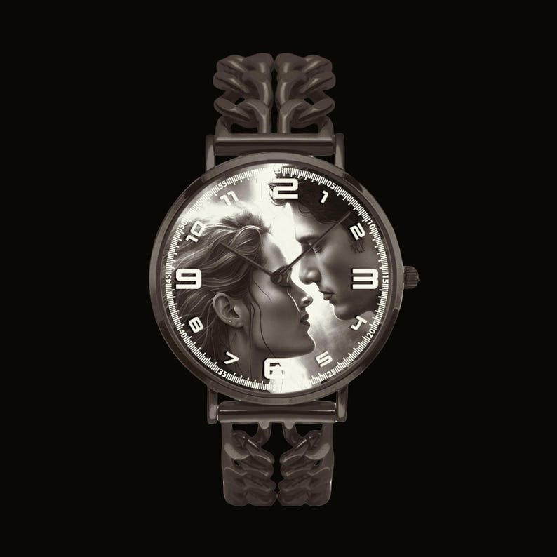Personalized photo art watch gift for dad husband boyfriend memorial custom wristwatch.
Custom personalized wristwatch with photo art dial and stainless steel bracelet band.
Luxury personalized photo watch with hollow bracelet band and emotional custom design.
Custom memorial and family photo watch gift for him with modern luxury style.