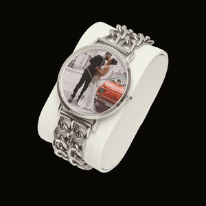 Personalized photo art watch gift for dad husband boyfriend memorial custom wristwatch.
Custom personalized wristwatch with photo art dial and stainless steel bracelet band.
Luxury personalized photo watch with hollow bracelet band and emotional custom design.
Custom memorial and family photo watch gift for him with modern luxury style.