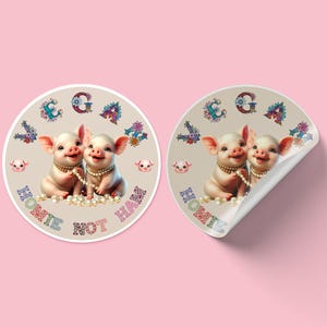 Adesivo Floral Vegano de Porcos | Adesivos Veganos para Laptop, Garrafa de Água, Diário | Letras de Flores à Base de Plantas | Ideia de Presente Ecológico | Vegano