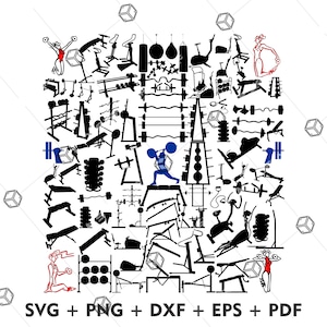 100 Gym Silhouete Bundle Svg, Gym Silhouette, Workout Silhouette, Fitness Silhouette, Fitness Svg, Weights Svg, Crossfit Svg, Dumbbell Svg