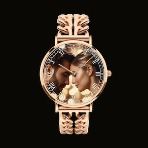 Personalized photo art watch gift for dad husband boyfriend memorial custom wristwatch.
Custom personalized wristwatch with photo art dial and stainless steel bracelet band.
Luxury personalized photo watch with hollow bracelet band and emotional custom design.
Custom memorial and family photo watch gift for him with modern luxury style.