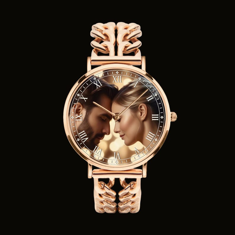 Personalized photo art watch gift for dad husband boyfriend memorial custom wristwatch.
Custom personalized wristwatch with photo art dial and stainless steel bracelet band.
Luxury personalized photo watch with hollow bracelet band and emotional custom design.
Custom memorial and family photo watch gift for him with modern luxury style.