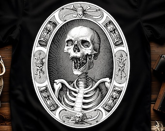 Gothic Skeleton Shirt: Vintage Engraving Memento Mori Dark Academia Graphic Tee