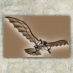 Leonardo Da Vinci Flying Machine Under Parchment Old Photo, Da Vinci Prints, Instant Digital Download, Download Art Prints, Leonardo.