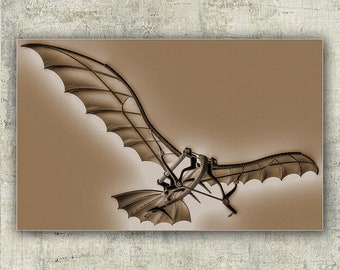 Da Vinci Flying Machine Print: Parchment Photo Art (Digital Download)