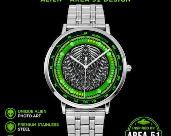 Alien Skeleton Stainless Steel Watch, SEIKO Quartz Unisex Timepiece