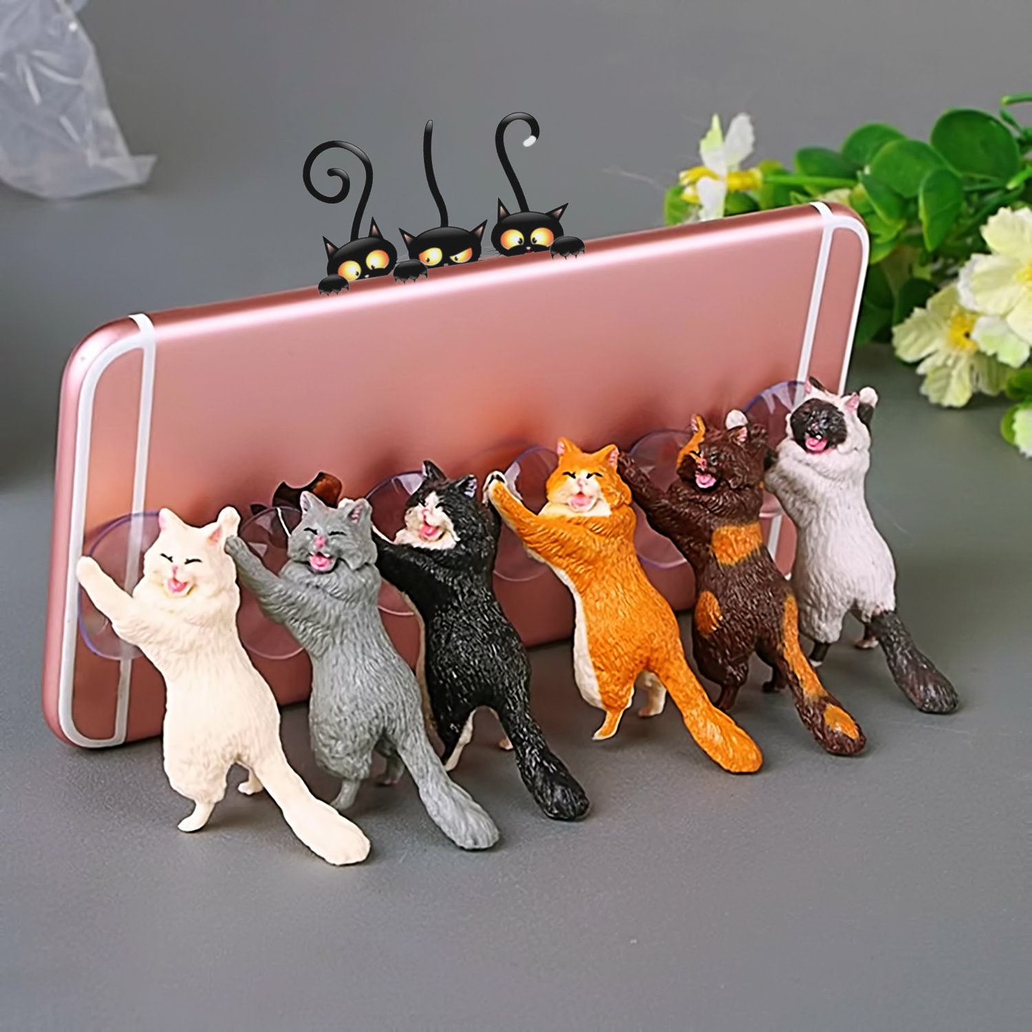 Cute Cat Playing Phone On Sofa Esin Mini Cat Figuine Desk
