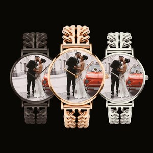 Personalized photo art watch gift for dad husband boyfriend memorial custom wristwatch.
Custom personalized wristwatch with photo art dial and stainless steel bracelet band.
Luxury personalized photo watch with hollow bracelet band and emotional custom design.
Custom memorial and family photo watch gift for him with modern luxury style.