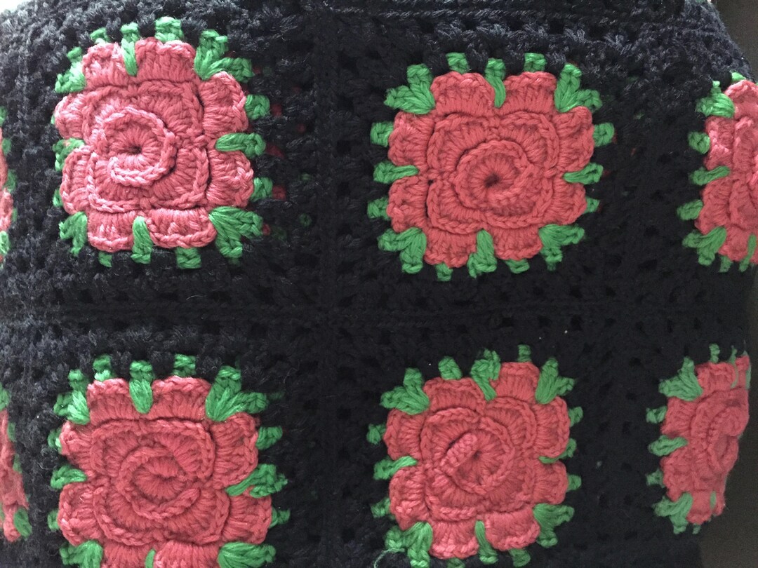 Vintage Rose Knit Blanket, Vintage Rose Knit Blanket, 4ft X 3 Ft, From