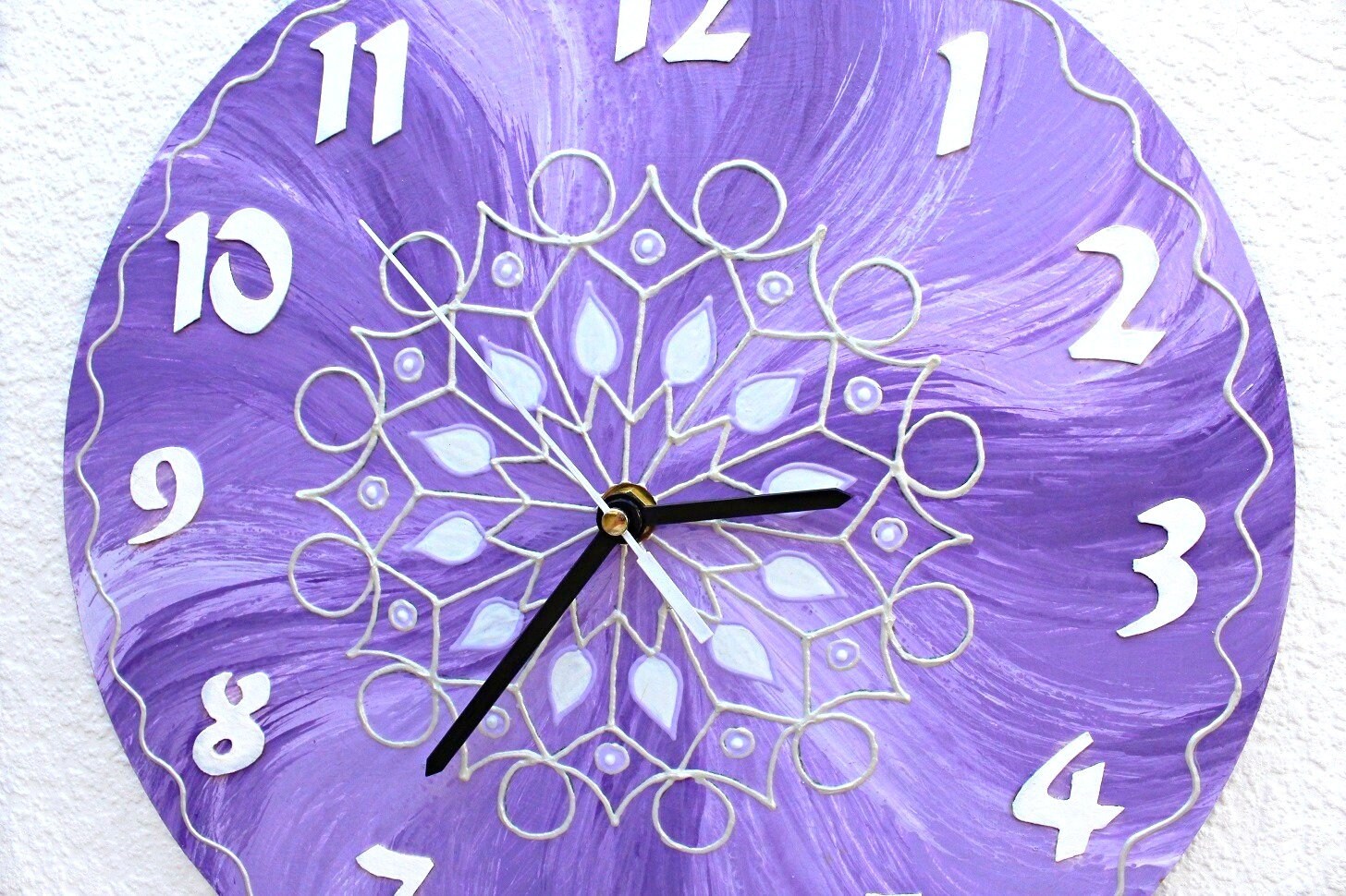 Purple wall clock Painted wall clock Modern wall clock with Etsy