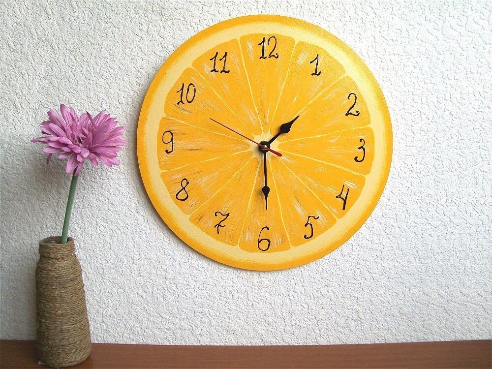 Lemon wall clock Kitchen clocks for wall Fruit clock 10.512 Etsy