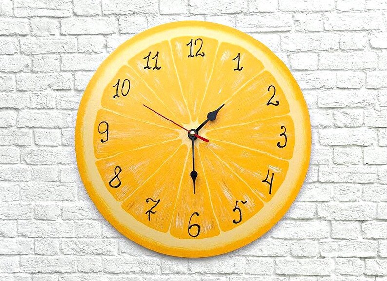 Yellow kitchen clock lemon wall decor Etsy