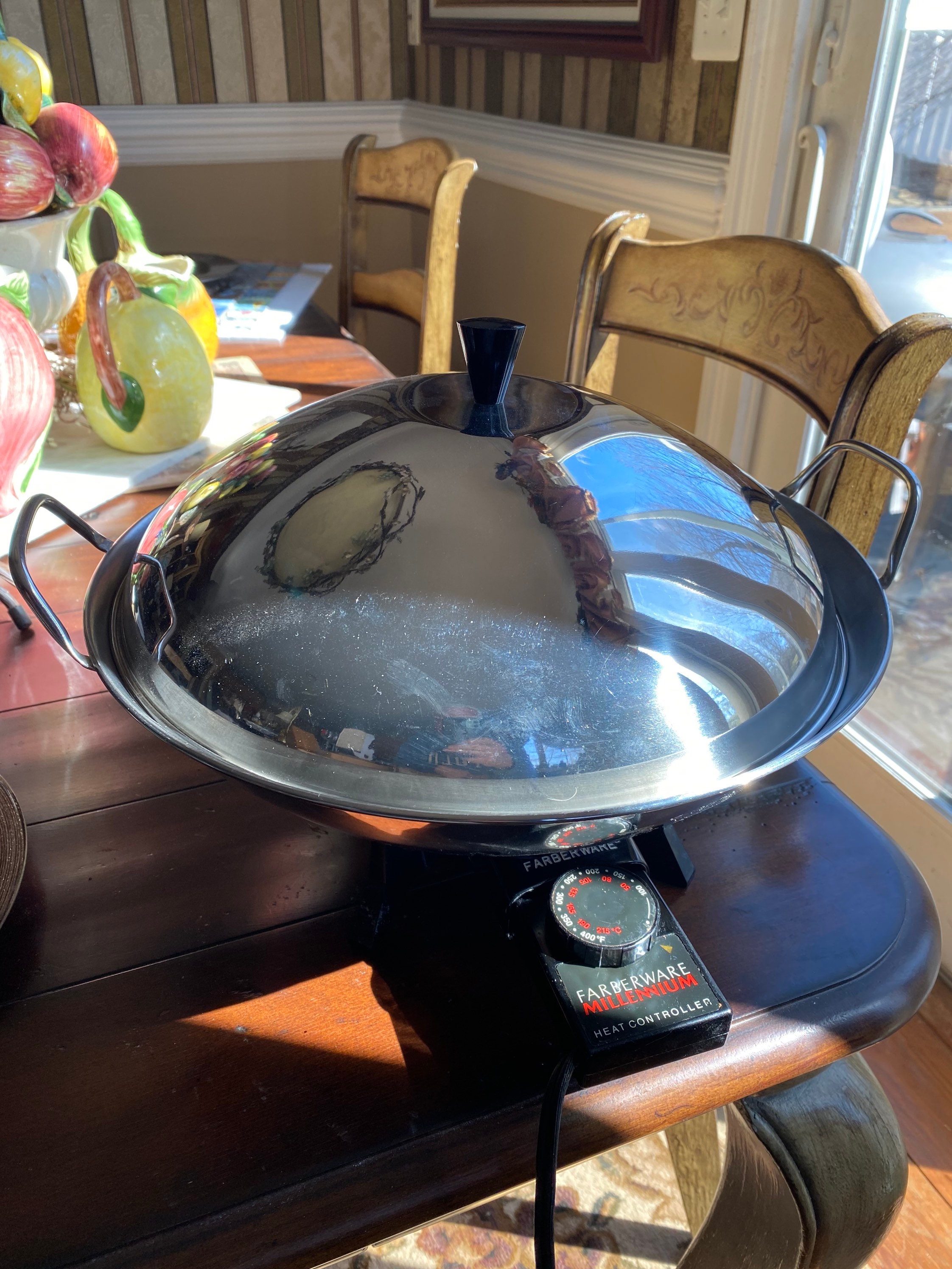 Vintage Farberware Model 303 Stainless Steel Electric Wok 