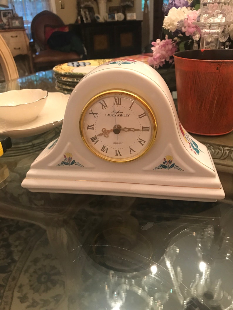 Vintage Laura Ashley porcelain Mantle Clock Etsy