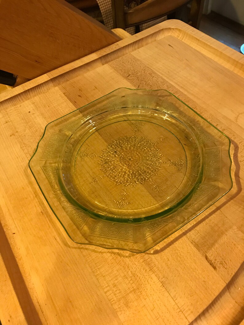 Green Depression Glass Square Dessert/Salad plates set of 3 Etsy