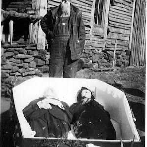 Ancienne photo de cercueil pour funérailles, ensemble pour toujours, 532 Oddleys Strange & Bizarre