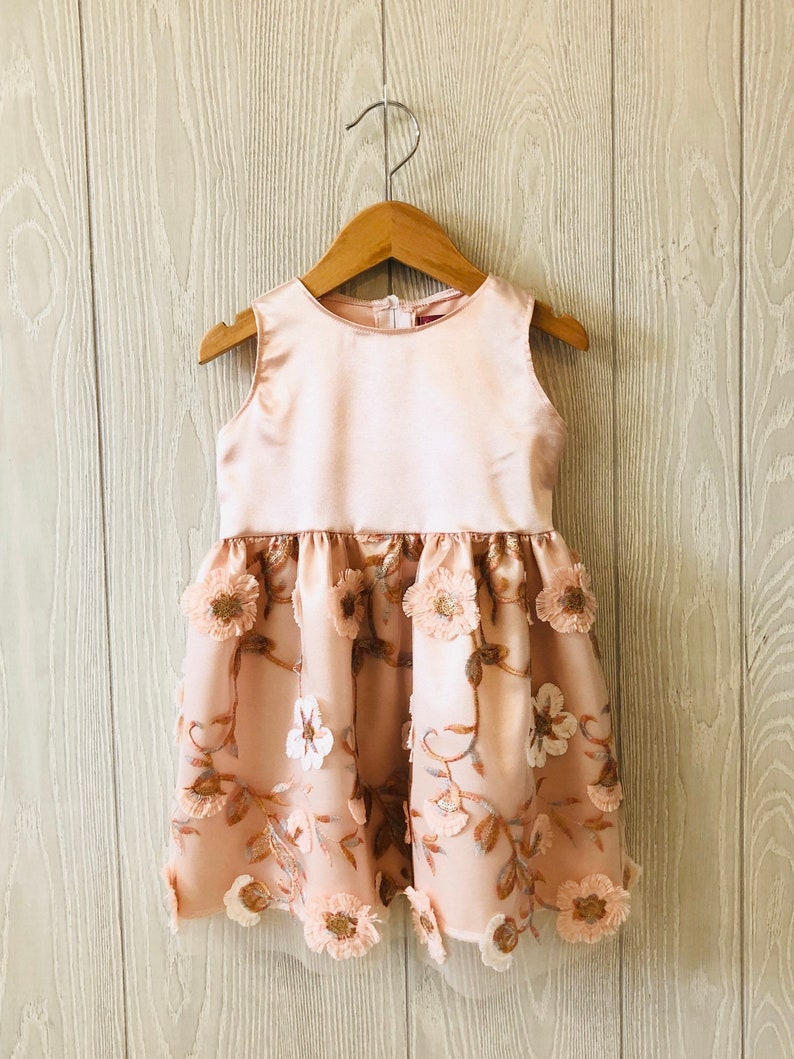 Girls Rose Gold Flower Appliqué Dress image 3