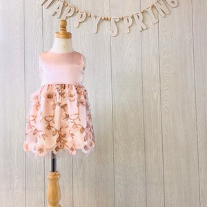 Girls Rose Gold Flower Appliqué Dress image 1