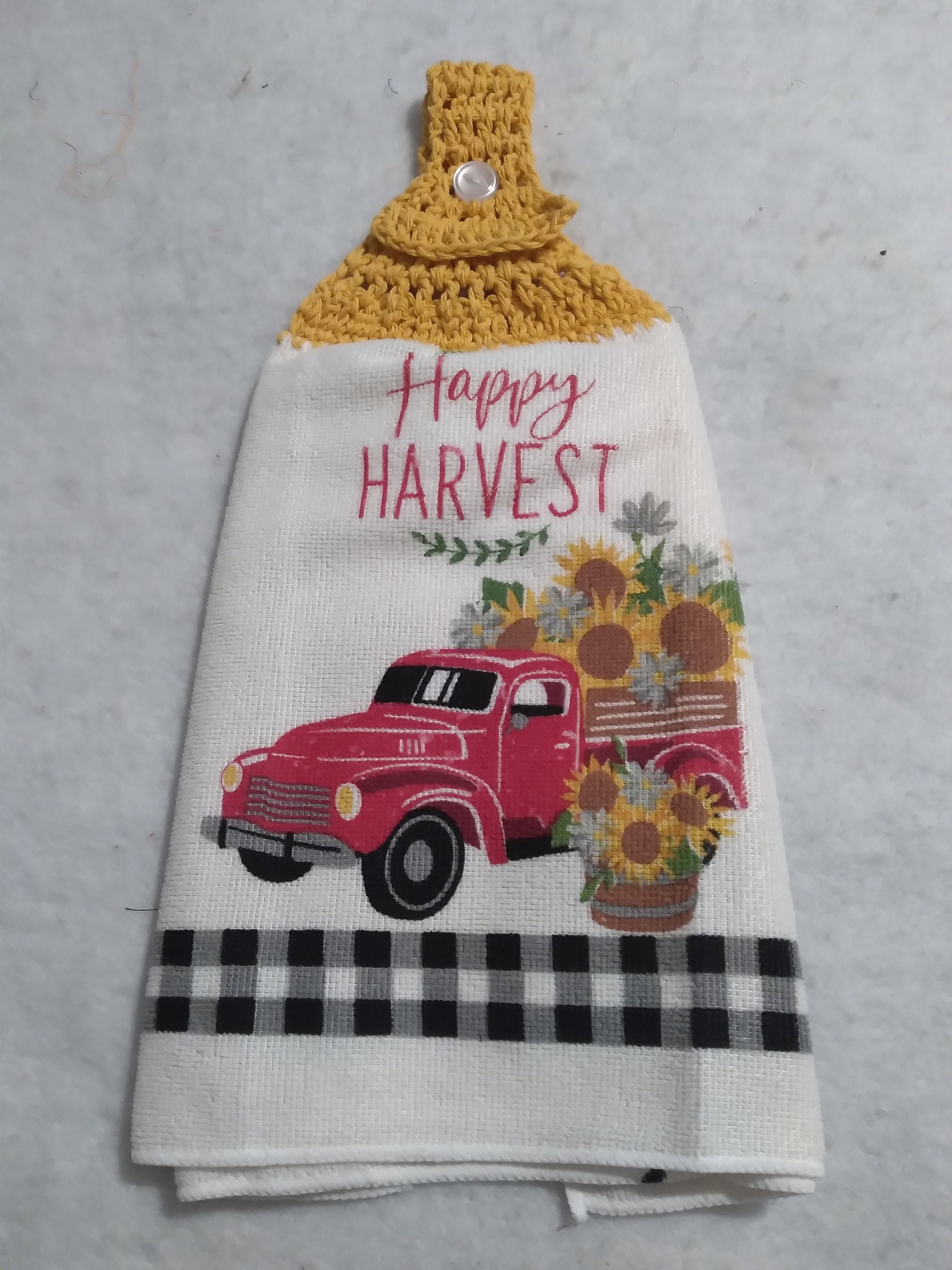 Crochet Towel Fall Crochet Towel Red Truck Towel Full Etsy