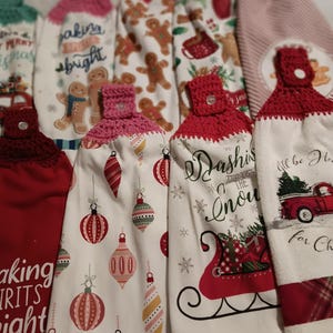 Double Christmas Crochet Towels, Crochet Kitchen Towels, Gingerbread Towels, Holiday Towels, Christmas Tea Towels, Christmas Dish Towels. ,