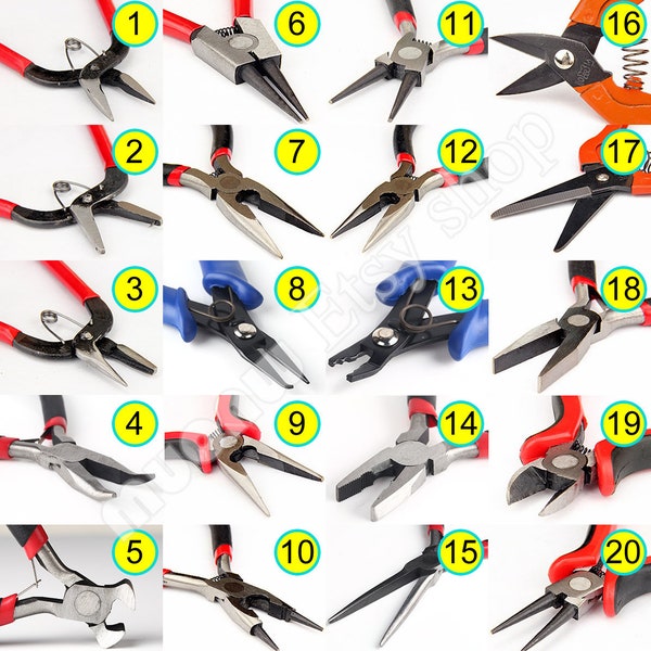 Pliers Toothed & Toothless Flat Round Bent Chain Long Nose Hole Punch Wire Looping End Cutting Side Cutter Jump Split Ring Opening Crimping