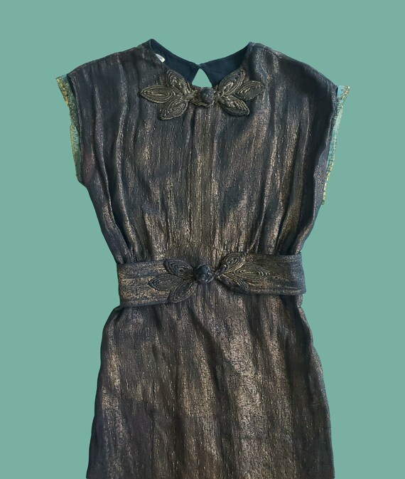 Incredibe 1930s FOGA Label Gold Lame Grecian Style