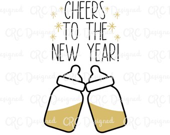 Cheers to the New Year, Baby, Bottles, PNG, sublimation, digital