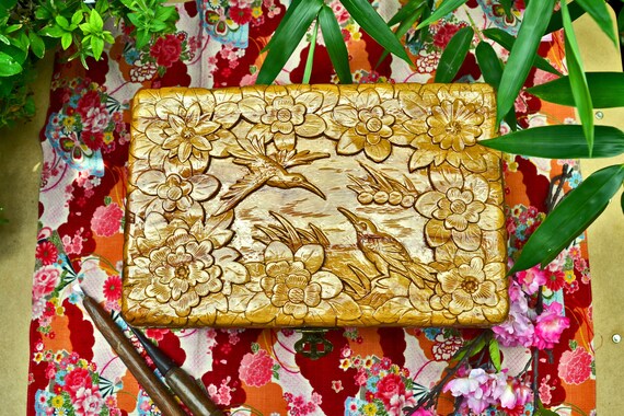 Love Birds & Flowers Camphor Wood Box (Handcrafted)
