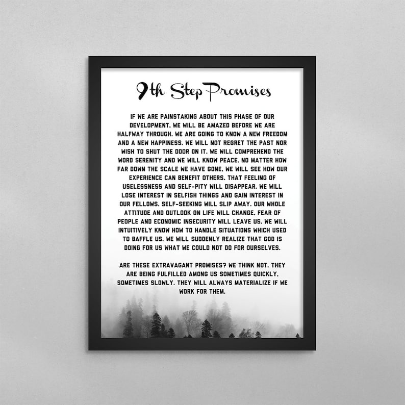 9th Step Promises Poster: AA NA Recovery Gift, Sober Therapy Decor - Etsy