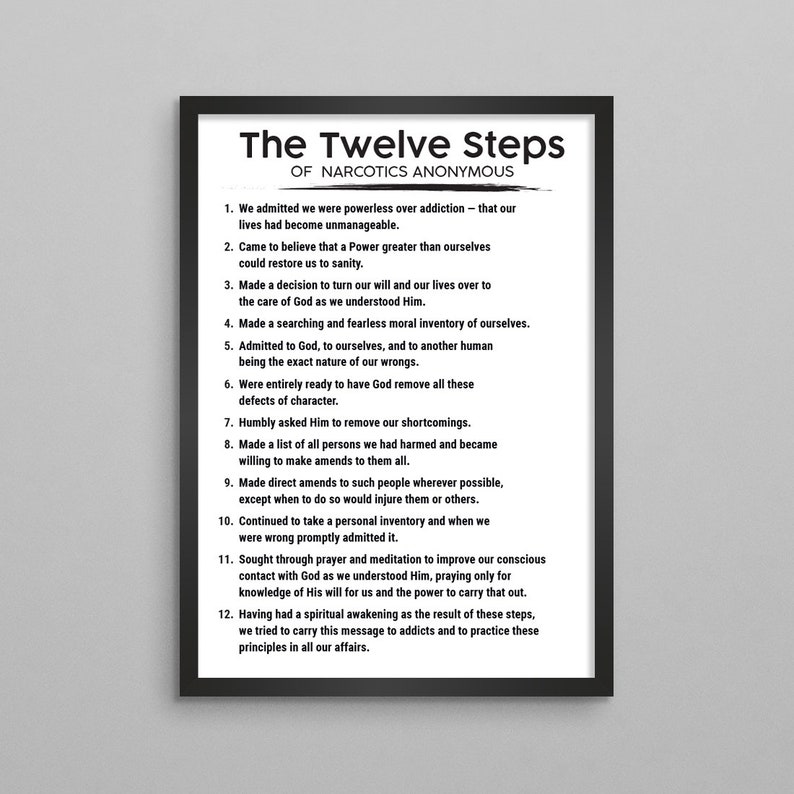 The twelve 12 steps of narcotics anonymous n a poster 3 etsy