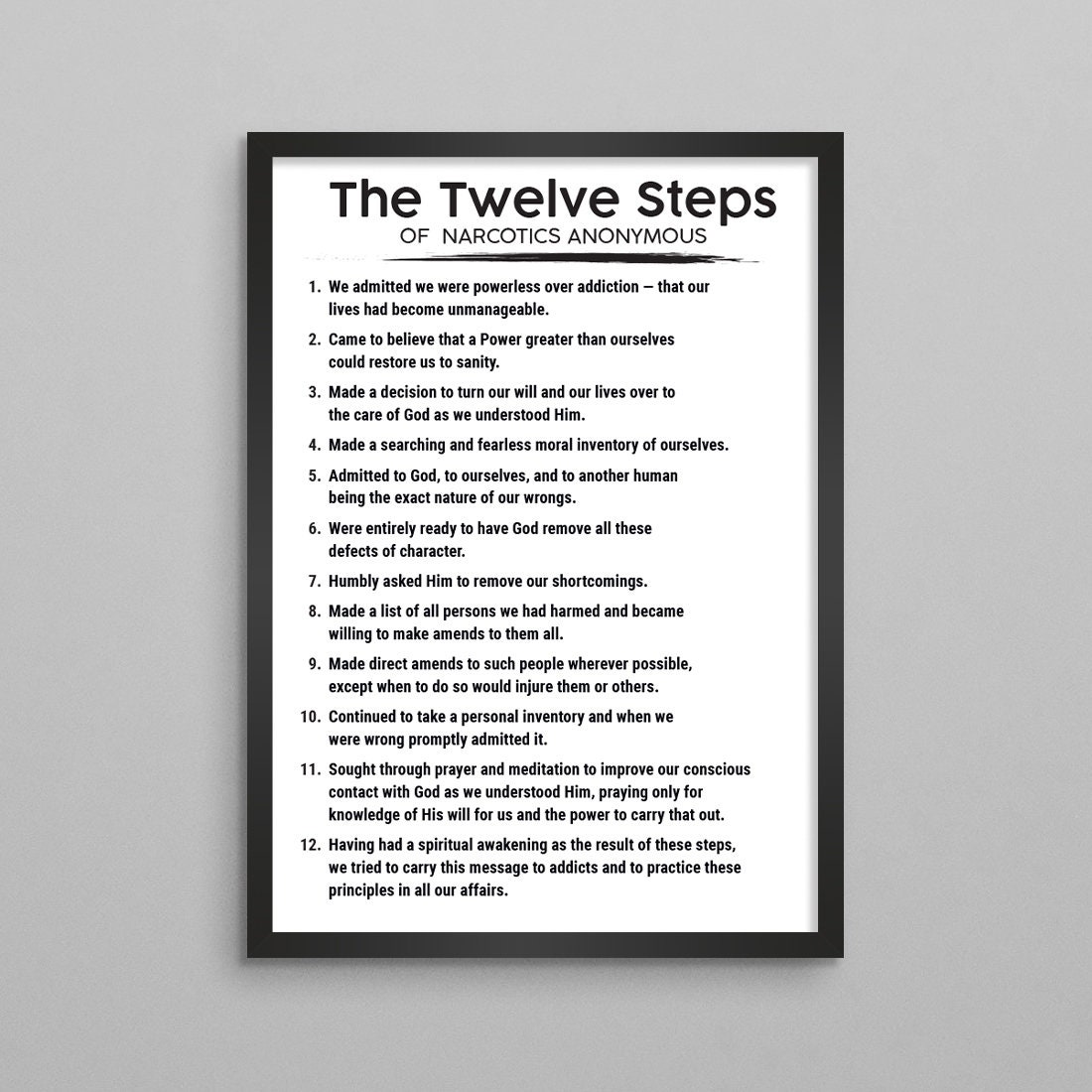 The Twelve 12 Steps Of Narcotics Anonymous N A Poster 3 Etsy