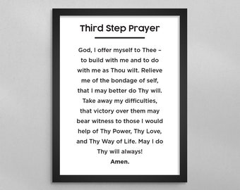 3rd Step Prayer Minimal Poster - AA NA Third - Alcoholics and Narcotics Anonymous - Addiction Recovery Gift - Sober Therapy Print Wall Decor