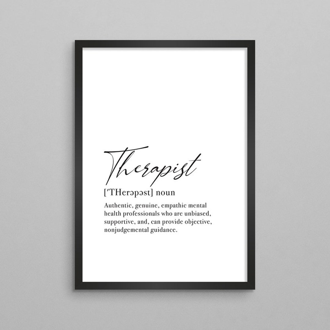 Therapist Definition Poster Version 2 Office Decor Psychotherapist Gift