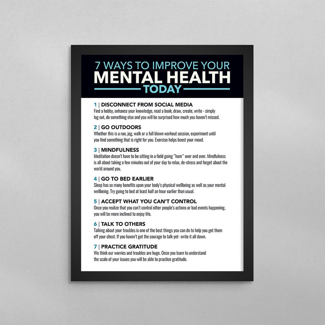Mental Health Awareness Poster: 7 Ways to Improve Today - Etsy