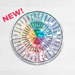 HOLOGRAPHIC CRYSTALS Feelings Wheel Vinyl Sticker Emotions Laptop and Cup Decal Counselor Therapist Gift  Mental Health Psychotherapy Social
