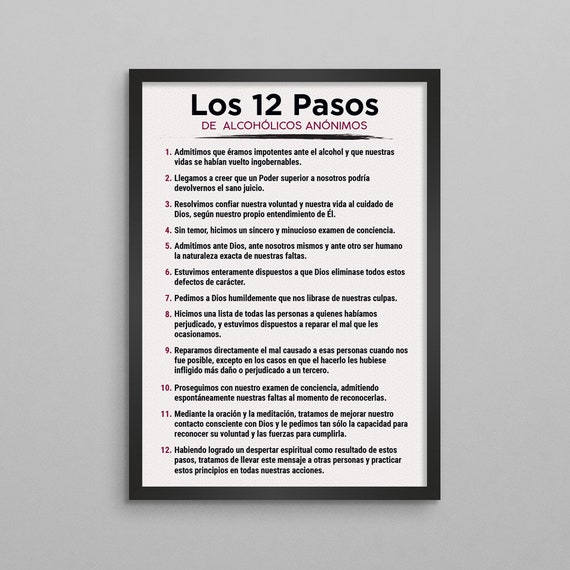The 12 Steps of AA SPANISH Los 12 Pasos De AA Alcoholics Etsy