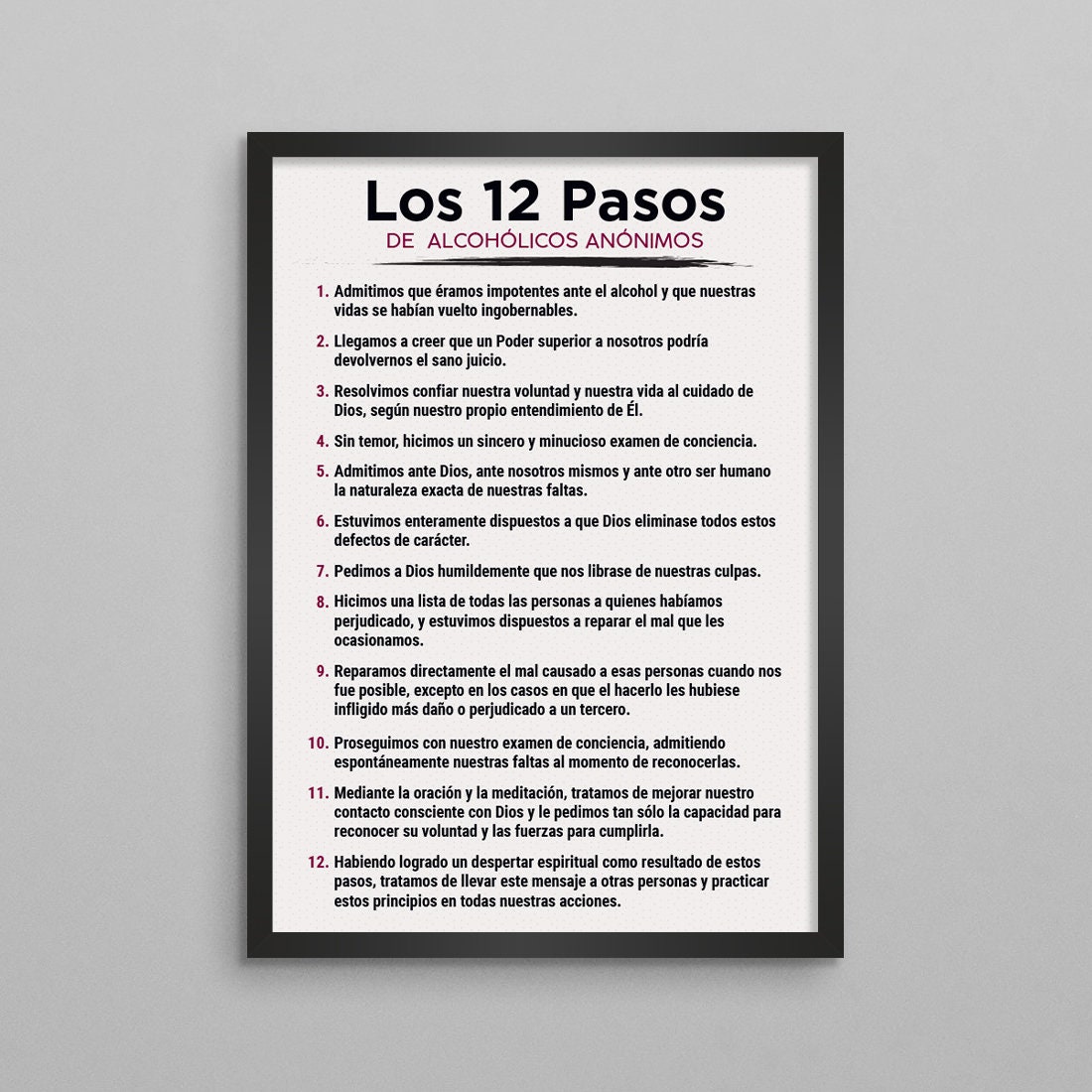The 12 steps of aa spanish los 12 pasos de aa alcoholics etsy