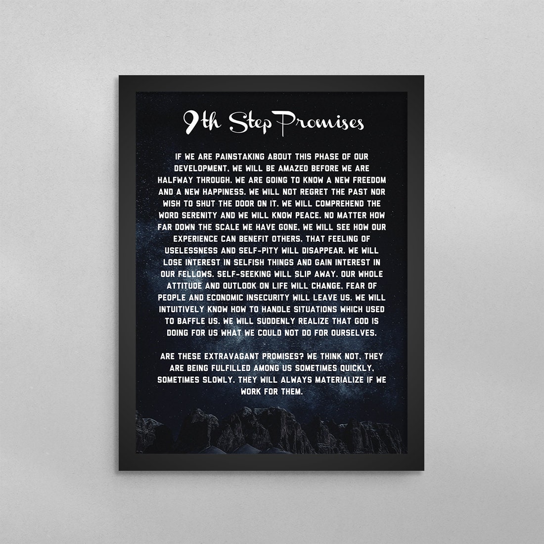 9th Step Promises Poster: AA NA Recovery Gift, Sober Therapy Decor ...