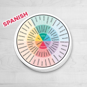 SPANISH - ESPAÑOL Feelings Wheel Sticker Mental Health Decal Emotions Laptop and Cup Counselor Therapist Gift Art Therapy LMFT Social Worker