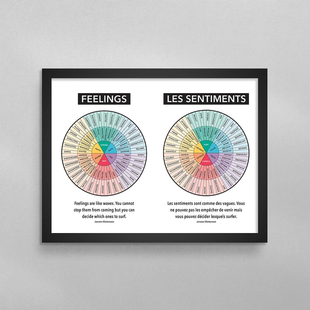 Englisch / Französisch Rad der Gefühle Les Sentiments zweisprachiges