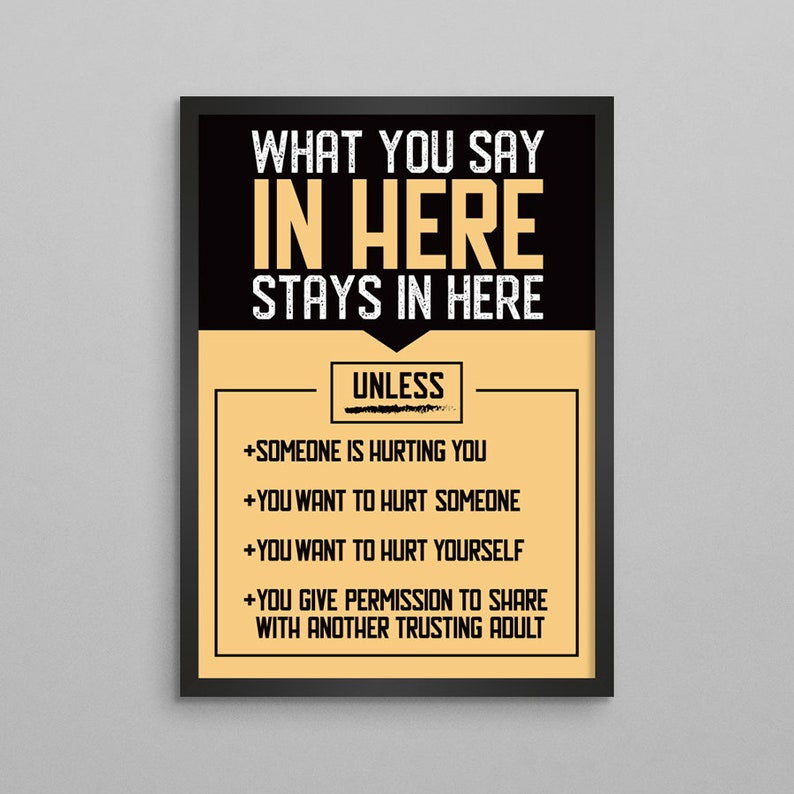 School and Class Therapy Wall Art Decor What You Say In Here Stays In Here Counseling Poster Teachers Counselors Therapists
