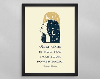 Mental Health Awareness Poster Wall Art Self Care Is How You Take Your Power Back Lalah Delia Motivational Quote Therapy Print Gift