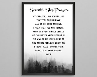7th Step Prayer Poster - AA NA Seventh - Alcoholics & Narcotics Anonymous - Addiction Recovery Gift Poster - Sober Therapy Print Wall Decor