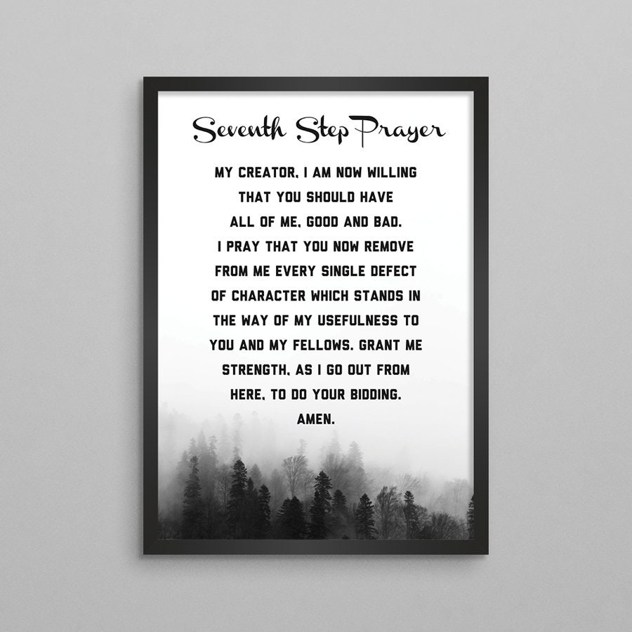 7th Step Prayer Poster - AA NA Seventh - Alcoholics & Narcotics Anonymous - Addiction Recovery Gift Poster - Sober Therapy Print Wall Decor