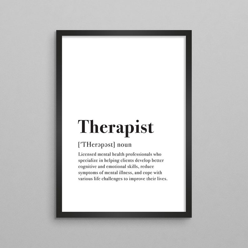 Therapist Definition Poster Version 1 Office Decor Etsy