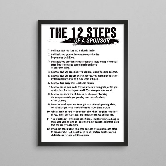 The Twelve (12) Steps of a Sponsor Poster - AA, NA, OPA (2 Styles