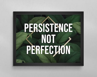 Mental Health Awareness Poster Wall Art Persistence Not Perfection Inspirational Self Love Quote Therapy Motivational Therapist Counselor