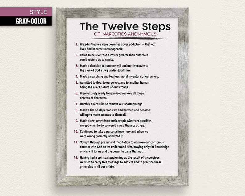The twelve 12 steps of narcotics anonymous n a poster 3 etsy