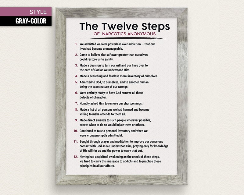 The twelve 12 steps of narcotics anonymous n a poster 3 etsy